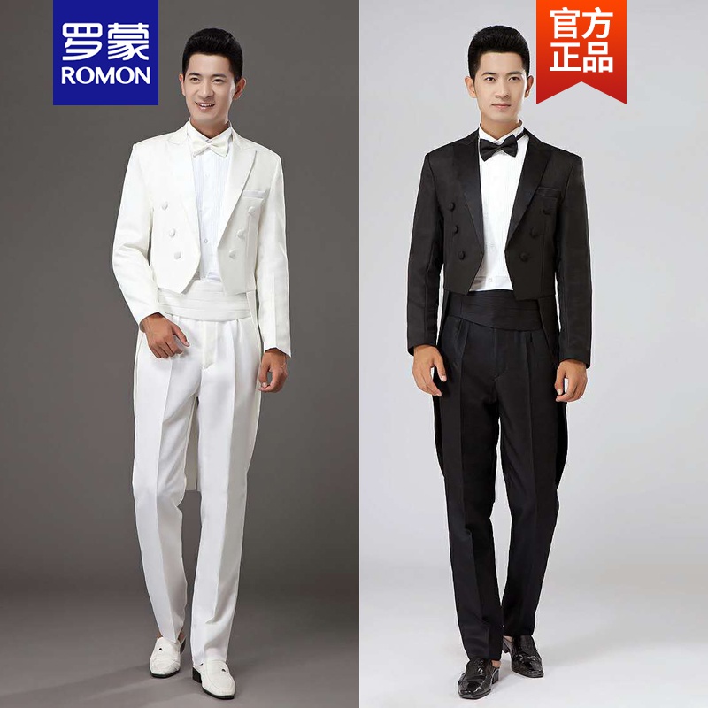 男士燕尾服舞台表演礼服结婚西服伴郎服影楼摄影服装主持演出西装新品