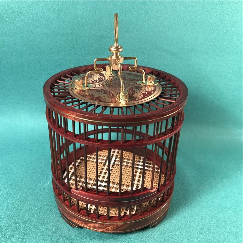 hkml*礼红木圆形蝴蝶盖板嵌铜丝蝈蝈笼子 光蝈蝈笼子的价格