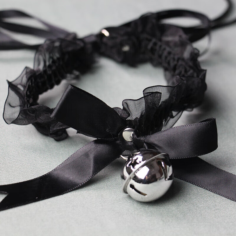 vieruodis铃铛脖圈项圈项链情趣配饰可爱性感百搭三色角色扮演蕾丝