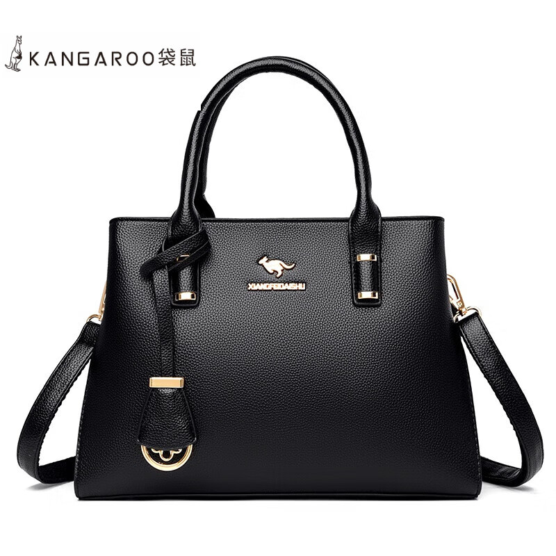 袋鼠(kangaroo)真皮手提包女大容量2023中年女士妈妈女包百搭斜挎牛