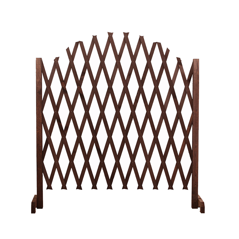 袭美木艺 防腐木栅栏家用绿植墙网格实木拉网花园庭院狗围栏伸缩蓠芭墙装饰隔断宠物护栏围拢花墙爬藤架 弧形拉开长300cmx高120cm橘黄色