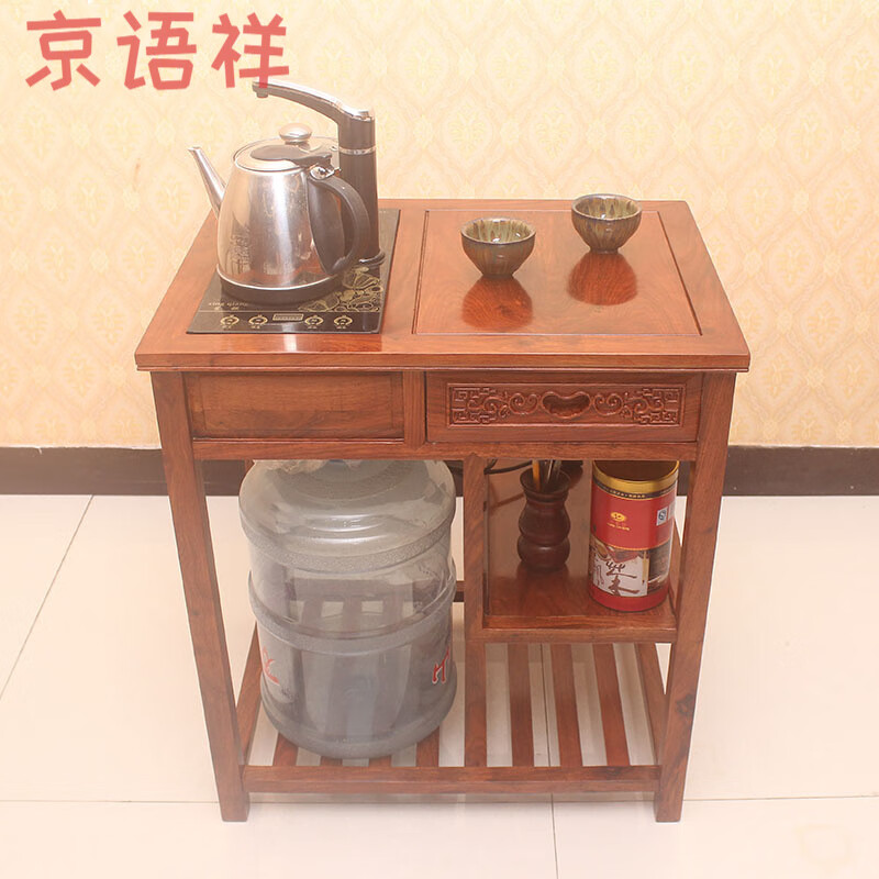 京语祥 木中式小泡茶桌 埖梨木仿古功夫茶几 家用刺猬檀实木小型茶车