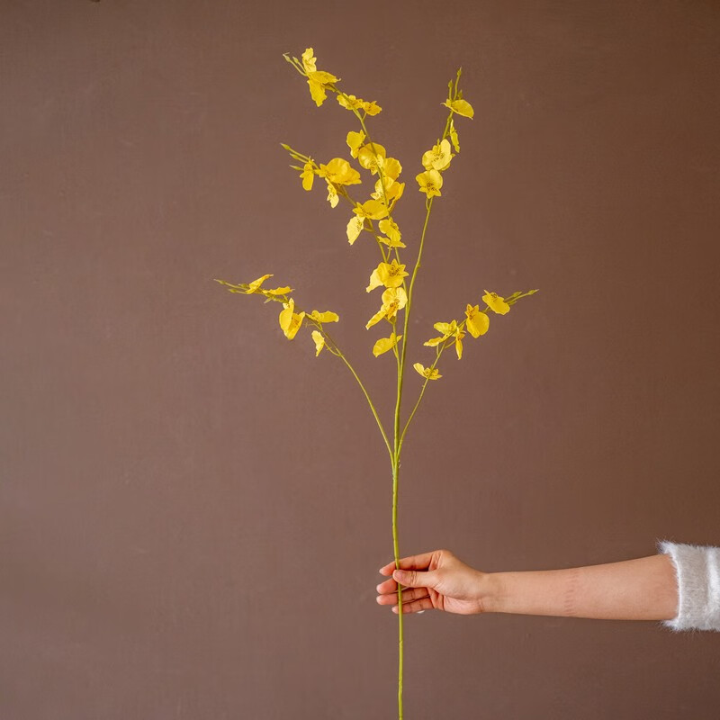 品质干花假花装饰花艺插花摆件客厅餐桌花摆花 长杆仿真跳舞兰(93cm)