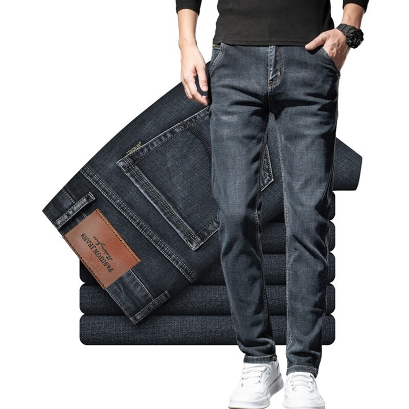 牛仔裤男士休闲中腰修身男裤子简约百搭商务 8808图片色 28码-腰围2