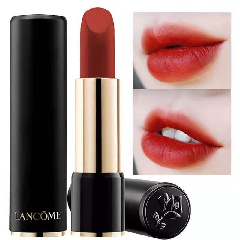 兰蔻(lancome)196口红胡萝卜色黑管哑光丝绒唇膏 黑管丝绒雾面#196