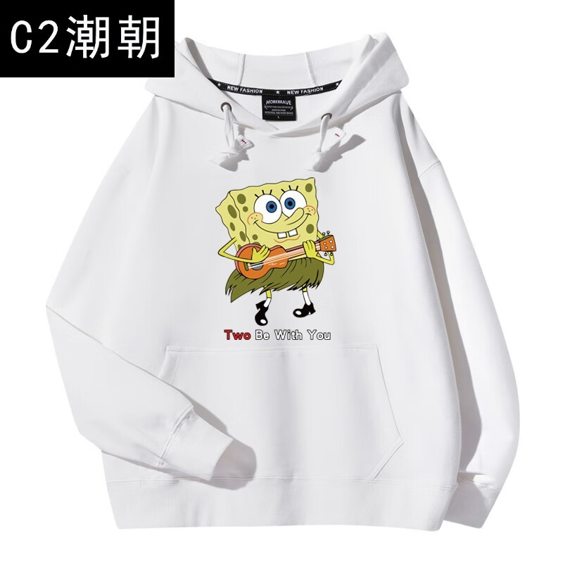 c2潮朝海绵宝宝短袖卫衣男2021新款秋冬季派大星动漫周边衣服学生外套