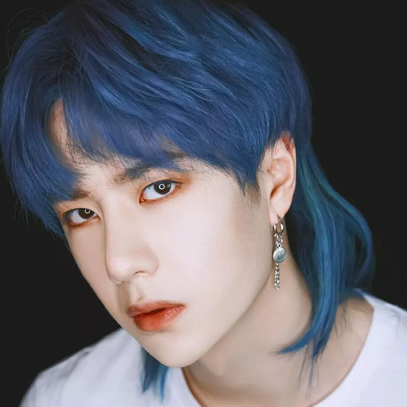 2021网红潮色男士专用潮色湖泊冰蓝色染发剂自己染不