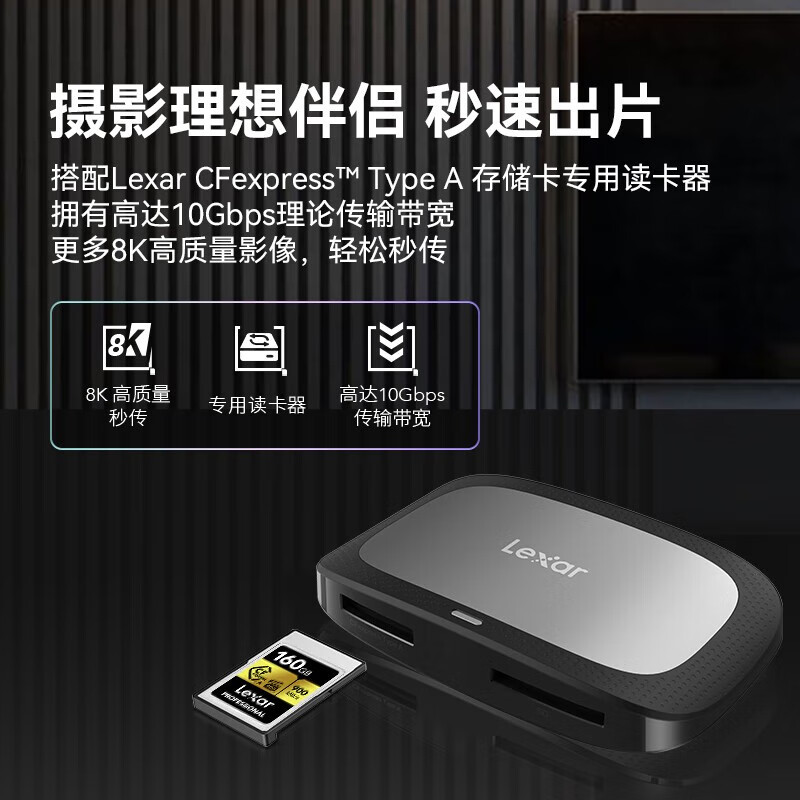 雷克沙CFA卡Cfexpress Type A存储卡 VPG 400 8K超清录制 读900MB/s 320GB+读卡器 套餐 8K性能|CFE Type A卡