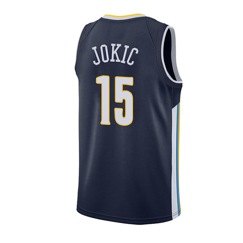 漾步丹佛掘金队约基奇球衣 #15 刺绣热压复古城市版篮球服sw背心diy