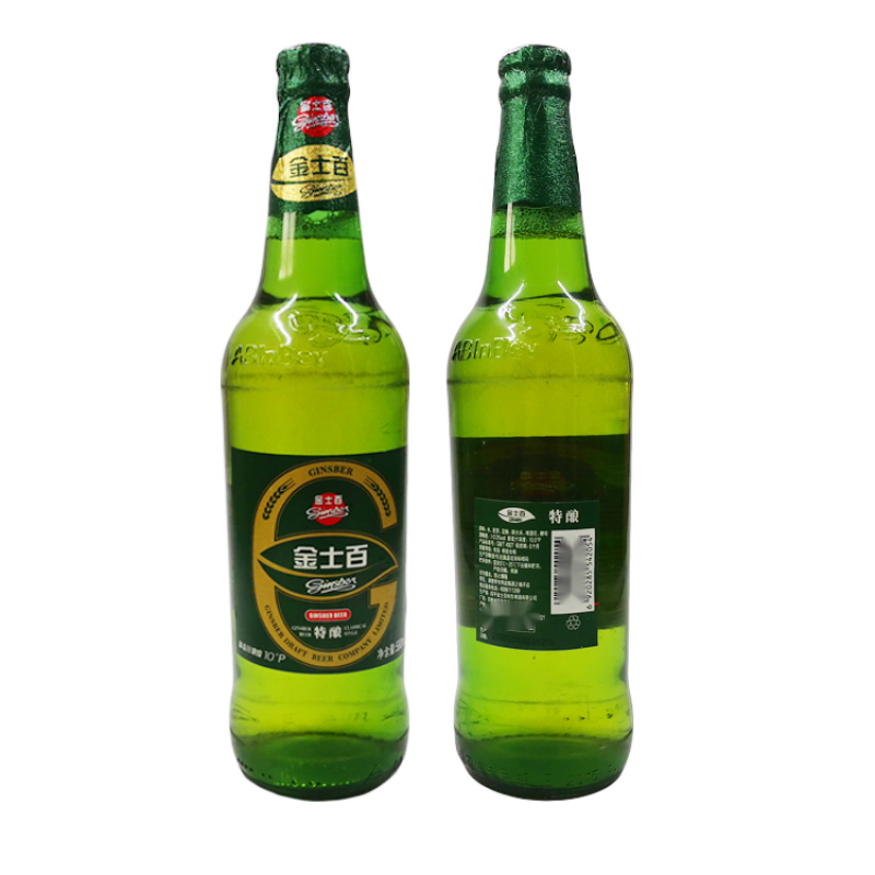 金士百啤酒 玻璃瓶金大蒙四平产地大绿棒子原汁麦10度580ml 4瓶