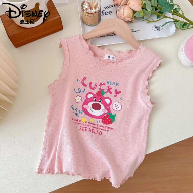 宝宝中小童洋气薄款打底无袖吊带纯棉上衣 粉色 80cm适合1-2岁小朋友