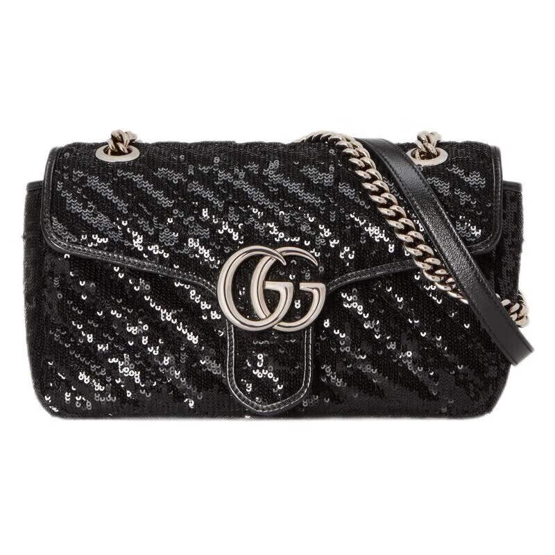 gucci)古奇女包gg marmont单肩包斜挎包链条包443497 9sywp 1000黑色