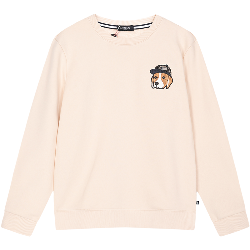哈吉斯（HAZZYS）童裝男女童衛(wèi)衣紅品兒童衛(wèi)衣柔軟親膚舒適百搭休閑圓領(lǐng)衛(wèi)衣 象牙白 145