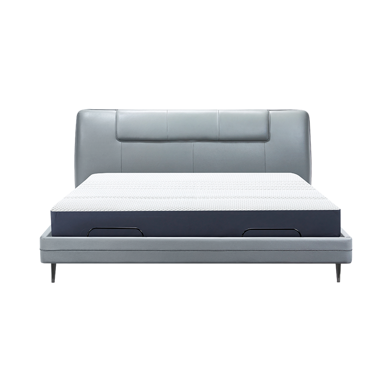 8H智能床 小米Feel真皮电动床X 语音控制多功能可升降双人床带床垫 智仕灰 1.8套装（180CM+20CM弹簧床垫）