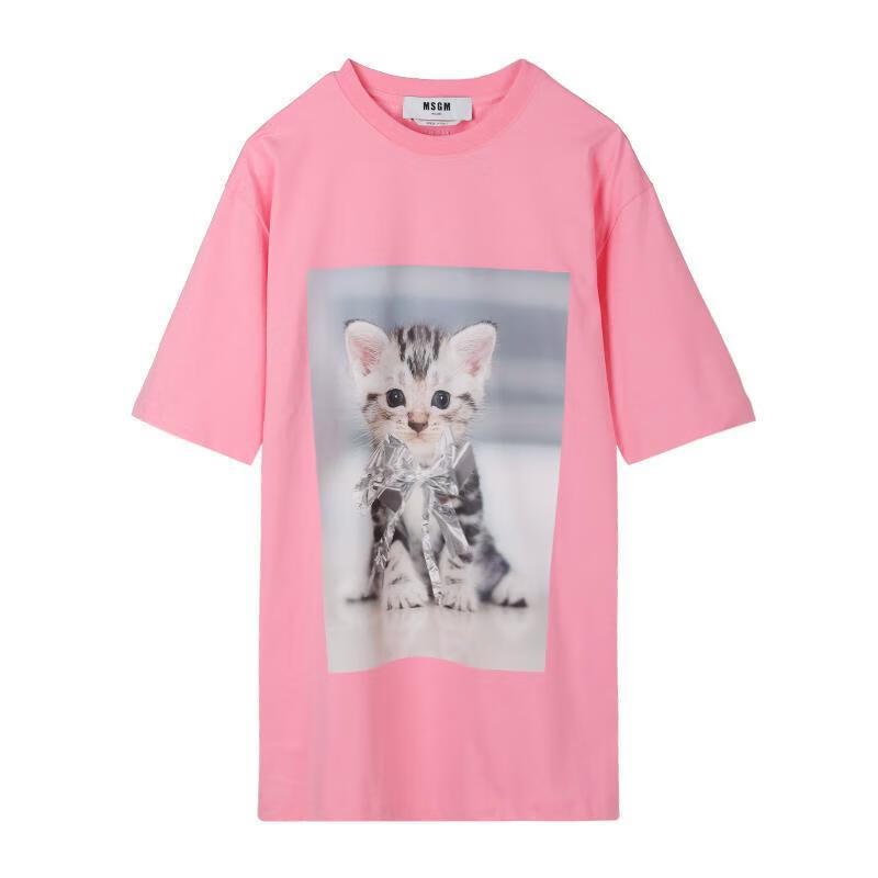MSGM新款女装猫咪图案圆领短袖T恤时尚潮流  3442MDM101-237002 粉红色 XS