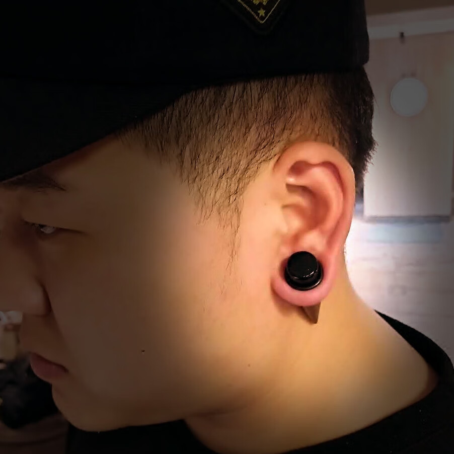 黑色尖锥耳扩扩耳器穿刺饰品扩耳洞扩大扩耳针扩耳棒 5毫米 一只