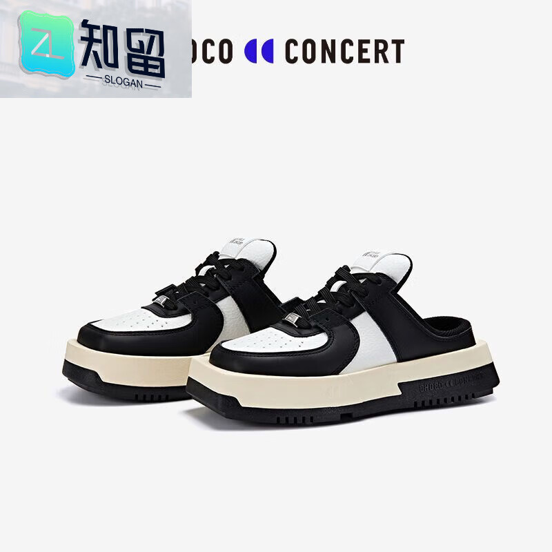 知留choco concert设计鞋履低帮圆方球鞋半拖23ss情侣男女 黑色 35