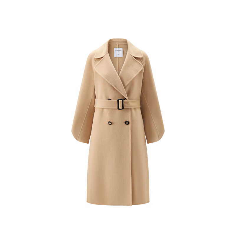太平鸟【商场同款】女装冬季新款全羊毛双面呢大衣A1AAD4237 棕色 S