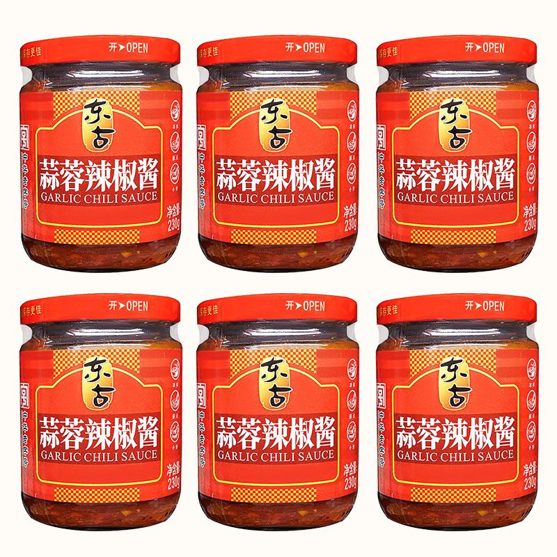 東古蒜蓉辣醬230g*2商用拌面下飯罐裝調味火鍋燒烤香辣蘸料調味辣 蒜蓉辣椒醬230g*6瓶