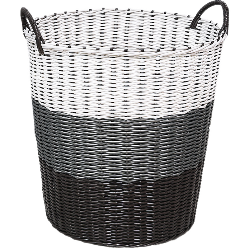 脏衣篮仿藤编脏衣服收纳筐衣物家用洗衣篮衣篓玩具桶编织框衣篓放衣框衣物收纳神器 灰白渐变-大号