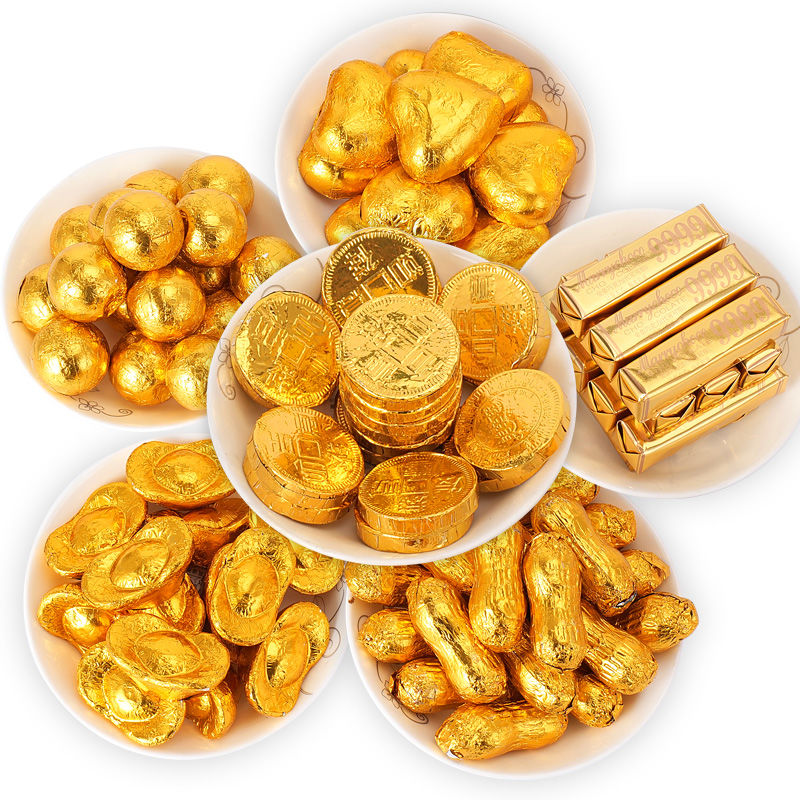 康创优品金币巧克力蛋糕装饰摆件元宝金条祝寿婚庆喜糖果烘焙生日蛋