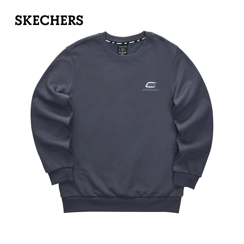 斯凯奇（Skechers）秋冬男女同款针织加绒舒适休闲圆领卫衣L323U123 奥德赛灰/026R XL