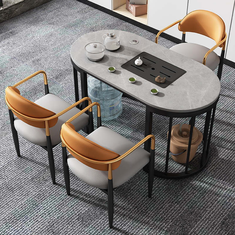 茶桌 意式轻奢岩板茶桌椅组合现代简约小户型阳台茶桌客厅家用多功能
