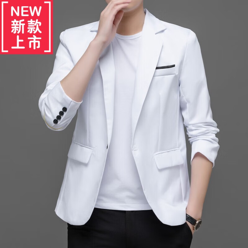 拉尔伦保罗2023秋季休闲西装男式时尚大码欧美纯色侧开叉外套西服男