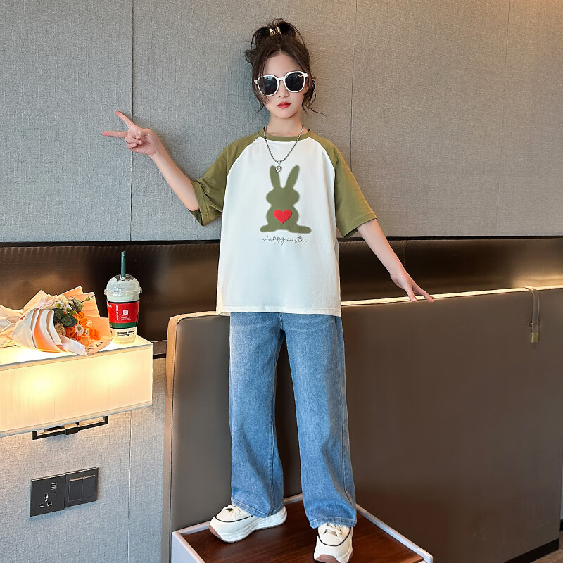 予彼女孩短袖12到16岁童t恤2023夏装童装洋气儿童薄款上衣大童衣服透