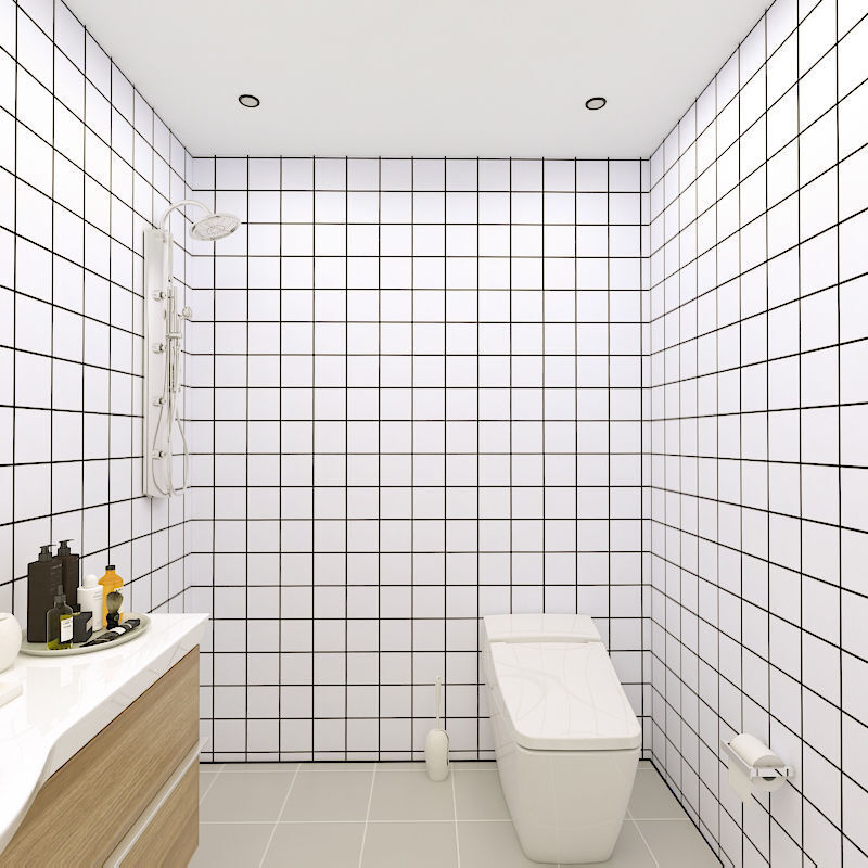 芳居道浴室卫生间贴纸防水墙贴洗澡间厕所自贴墙纸自粘厨房防油瓷砖 大格白色 3米长*60厘米看