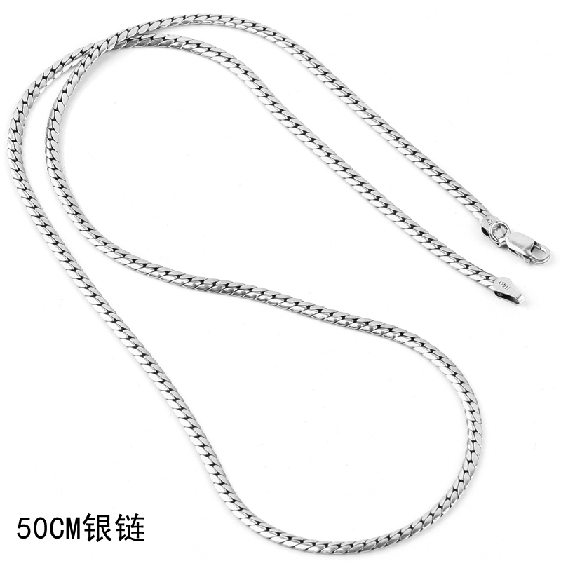 新年礼物 项链男足银男士项链925银链时尚嘻哈锁骨链潮牌百搭蛇骨链子