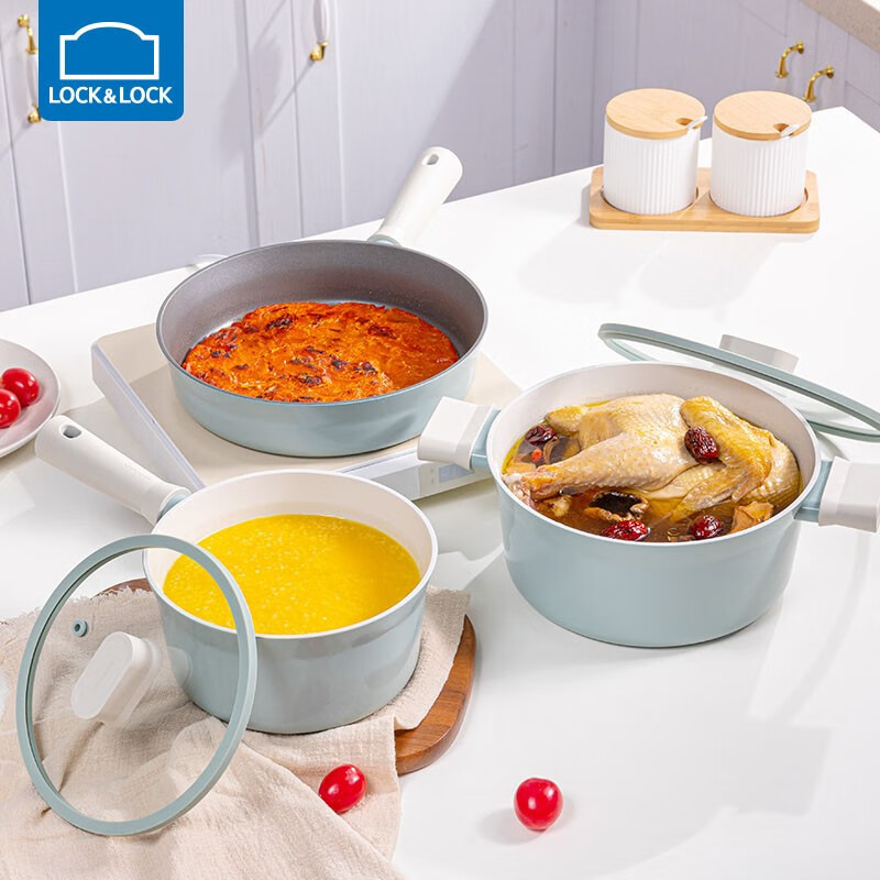 乐扣乐扣平底锅不粘家用多功能炒菜锅小煎锅煎蛋饼牛排电磁炉燃煤气通适用 24CM煎锅【带硅胶铲】