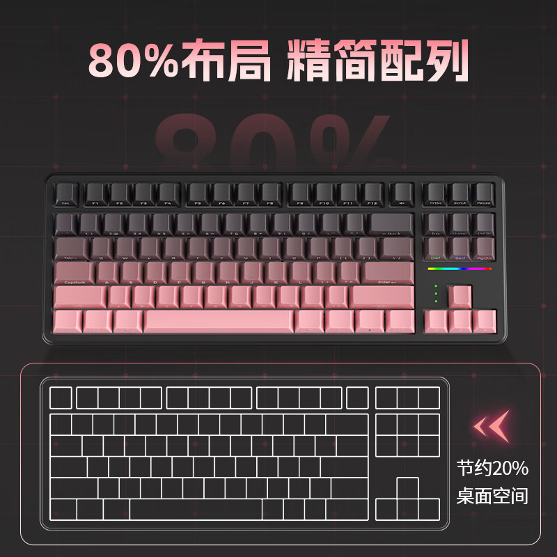 狼途T88Pro青提侧刻静音机械键盘客制化三模无线蓝牙办公电竞游戏专用 RGB灯效 Gasket结构 高颜值 青提/冰糖雪梨轴/10000mAh【静音轴体】