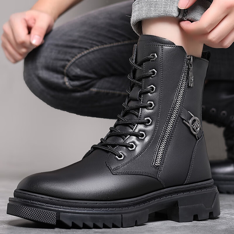 卡驰狼3513巡洋舰军勾棉鞋男军棉靴男真皮冬季高帮保暖羊毛棉鞋棉皮鞋