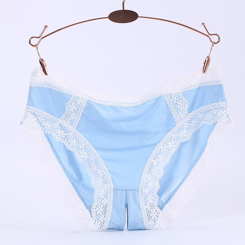 不透明开档内裤免脱直入女士情趣内衣服激情套装女诱惑大码 天蓝 s