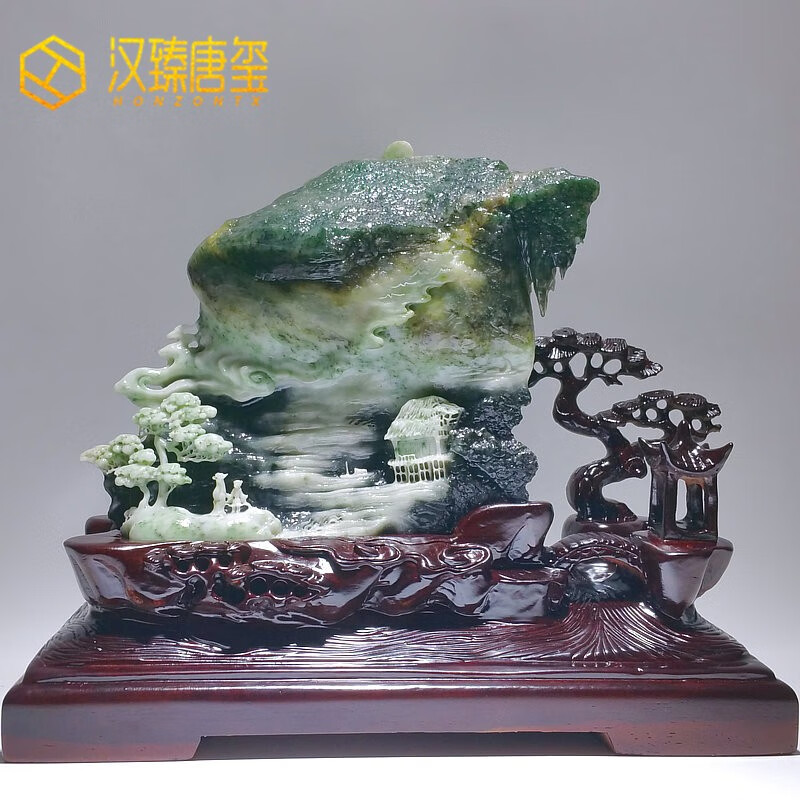 溪山清韵乔迁开业礼物独山玉石山子意境中式摆件工艺品 宽30cm 高26cm