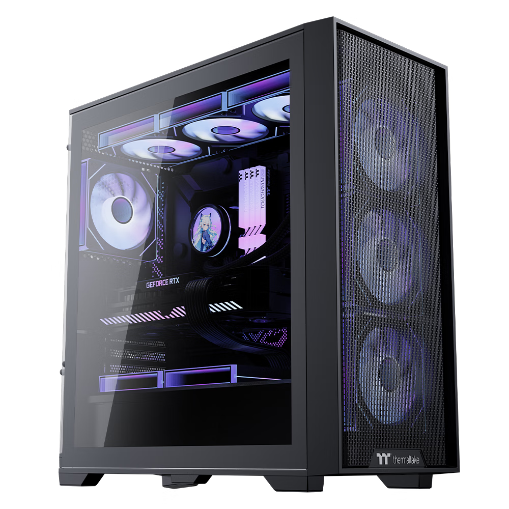 Thermaltake（Tt）钢影 风S 机箱水冷电脑主机（支持EATX/钢化玻璃侧透/支持360水冷/高兼容/4090显卡） 黑色