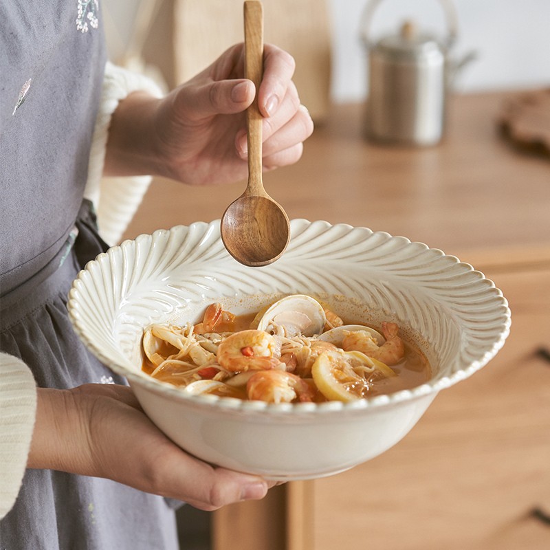 肆月盘子家用菜盘餐盘牛排盘意大利面盘汤盘北欧风仪式感餐具 汤碗 9