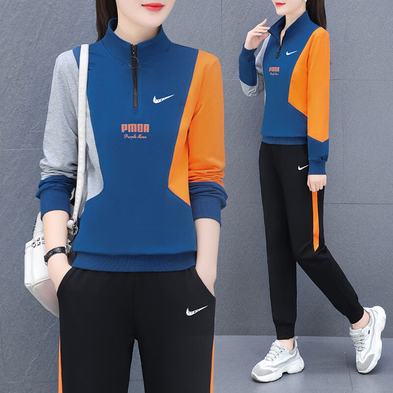 耐克运动套装女士春季休闲运动服套装女卫衣妈妈装休闲时尚两件套装女