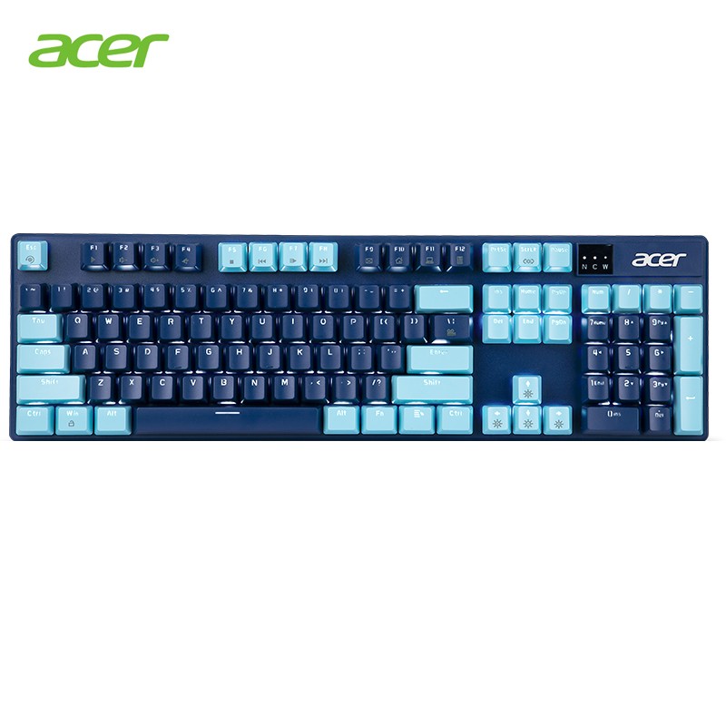宏碁(acer)双色机械键盘 电竞游戏家用办公免驱动宏编程 CF吃鸡LOL 背光蓝黑双色OKB110 茶轴