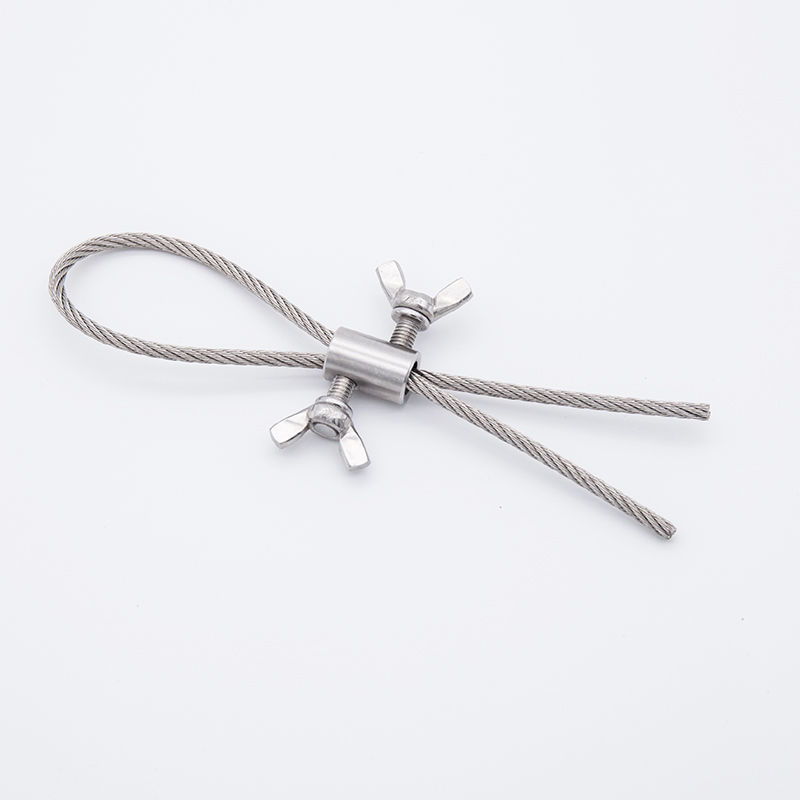 304不锈钢钢丝绳单向锁头蝴蝶扣转环铝扣卸扣紧固件弹簧套配件 5毫米