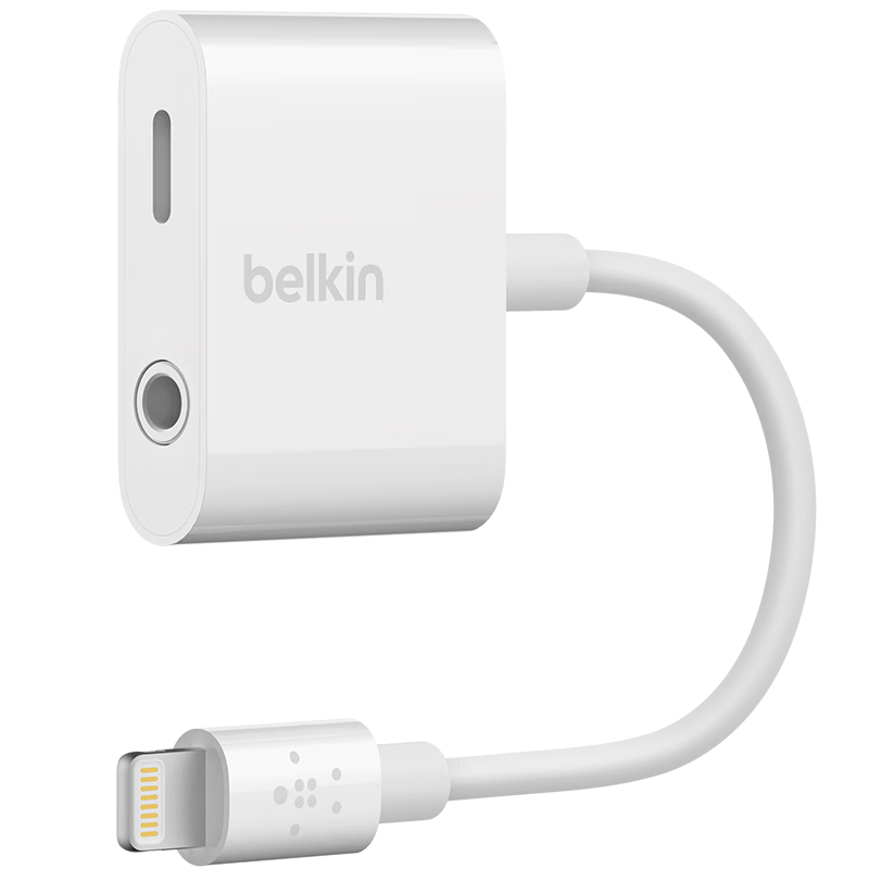 Belkin贝尔金Lightning闪电3.5mm耳机转接头充电听歌二合一适用于iPhone 13 Lightning+3.5mm 吃鸡X器