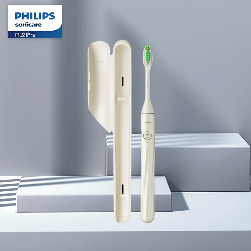 飞利浦 Sonicare 1000系列Philips One充电版电动牙刷 30天续航 含牙刷盒 差旅便携随行HY1200/17 贝母白