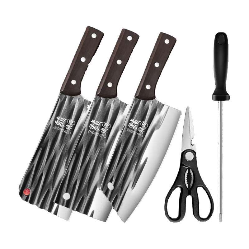 派萊斯（PLYS）龍泉菜刀三件套裝刀具家用不銹鋼切菜刀砍骨刀廚房女士切片刀斬骨 龍泉菜刀三件套+剪刀+磨刀棒