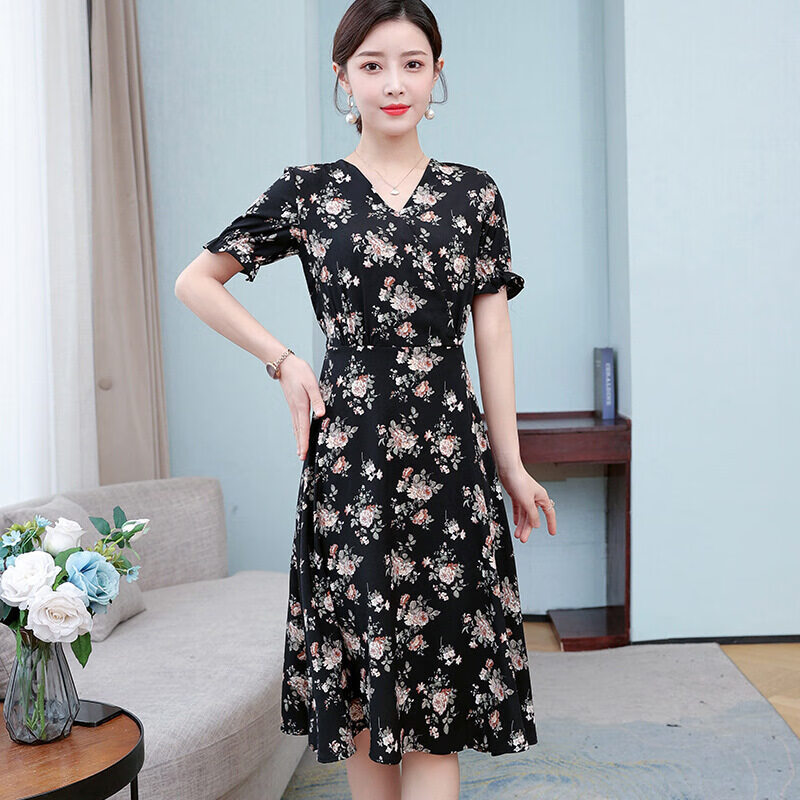 以纯 yishion官方旗舰店官网碎花连衣裙女夏季2021新款法式温柔气质