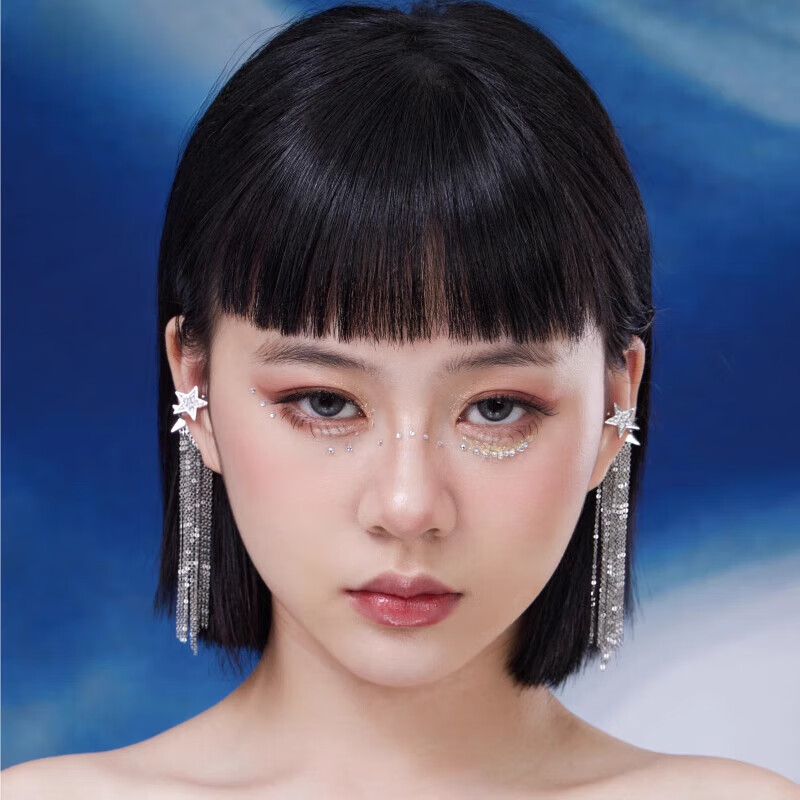 韓生生CC&OO創(chuàng)星耀925銀針可拆卸流蘇氣質(zhì)耳環(huán)長款超顯瘦耳夾女無耳洞 銀色耳骨夾左右一對