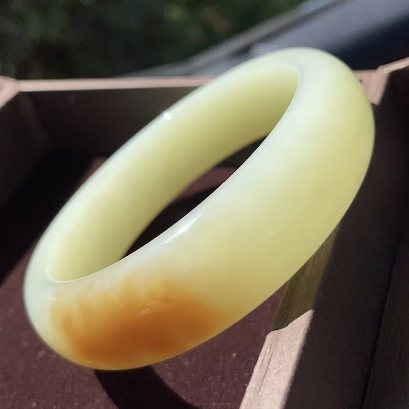 荷玉情缘【岫岩馆】黄白老玉手镯珠宝生日礼物女士礼品玉镯子情人节送