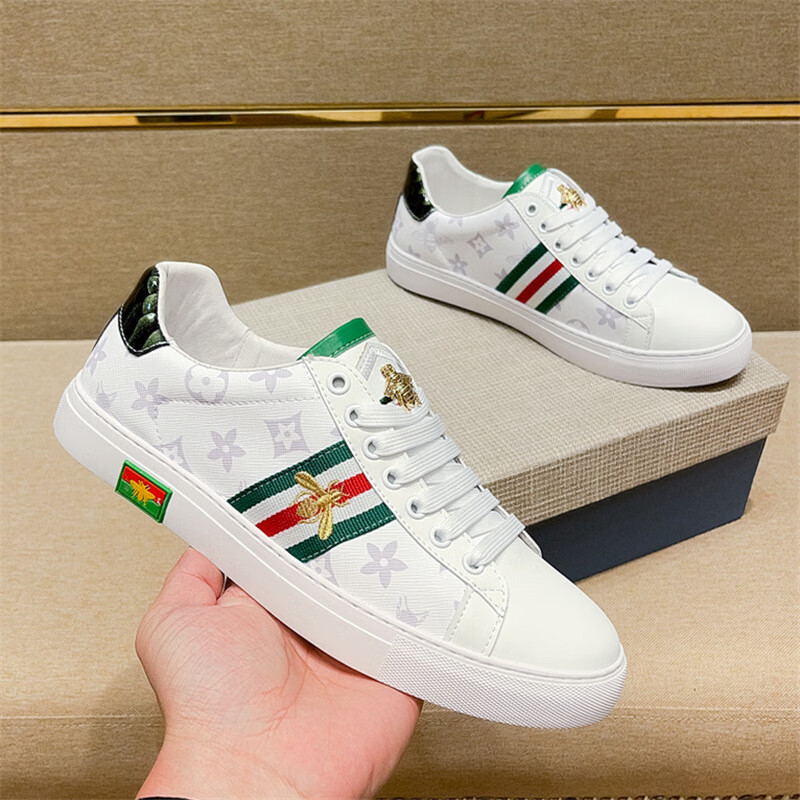 njtd蜜蜂白鞋秋男板鞋休闲鞋男鞋子 白色图案 38