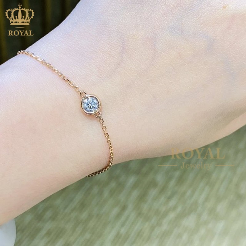 圆形钻链子送人女儿老婆女朋友情人节生日礼物 定制钻石手链(7天发货)