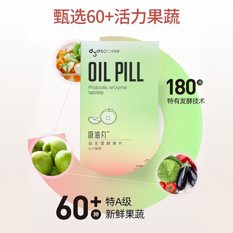 多燕瘦吸油丸 郑多燕肠道益生菌吸油丸片水果味酵素14片/盒 多燕瘦吸